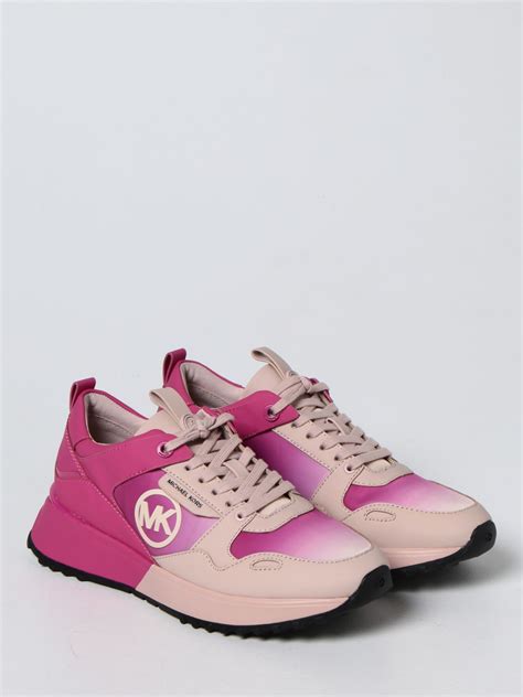 michael kors leather sneakers hot pink white|Michael Kors pink trainers women.